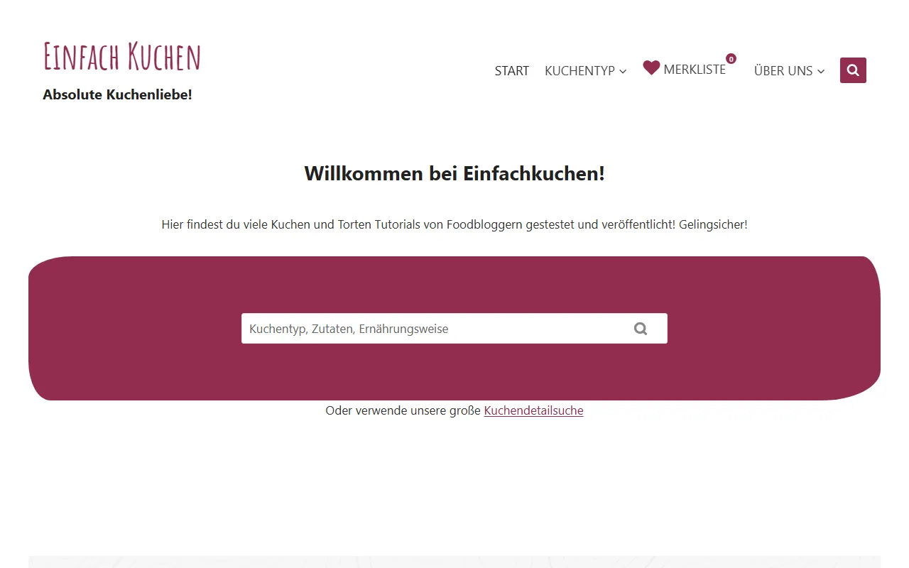 Screenshot: Einfach Kuchen